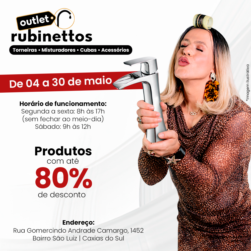 Campanha Outlet Rubinettos com desconto de até 80%